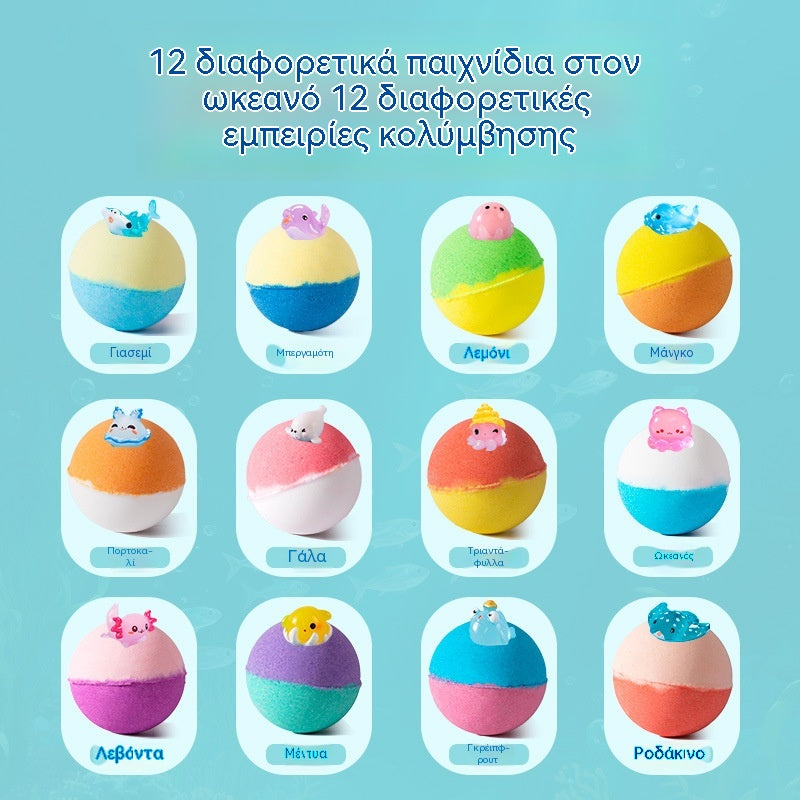 🛀💕12 μπάλες από αλάτι μπάνιου σε σχήμα θαλάσσιων ζώων (50 γρ./μπάλα) για παιδιά.