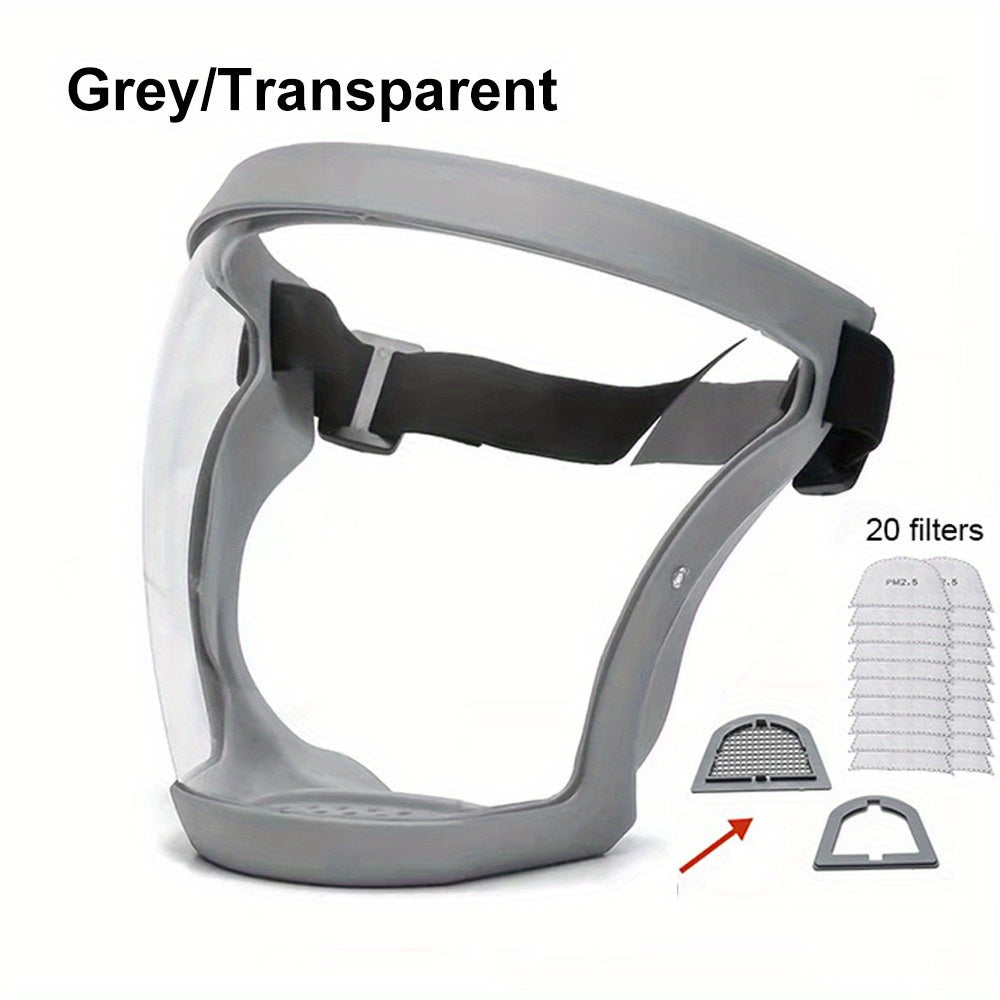【1 μάσκα + 20 βαμβάκι φίλτρου】Διαφανής προστατευτική μάσκα υψηλής ανάλυσης, άνετη, αναπνεύσιμη και αντιθαμβωτική