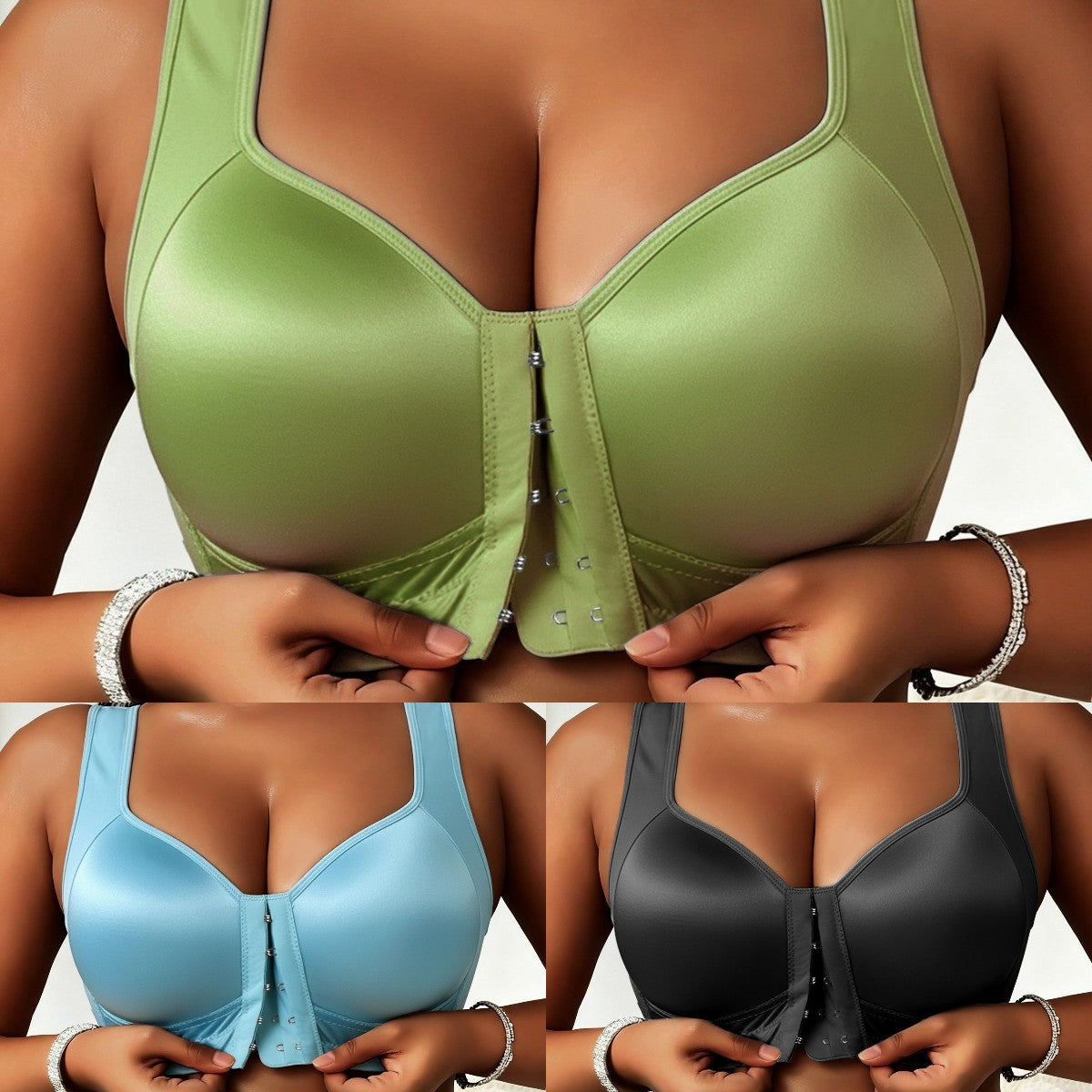 😍👙【Συσκευασία 3 τεμαχίων】【40-100 kg】Γυναικείο σουτιέν χωρίς μπανέλα με μπροστινό κλείσιμο