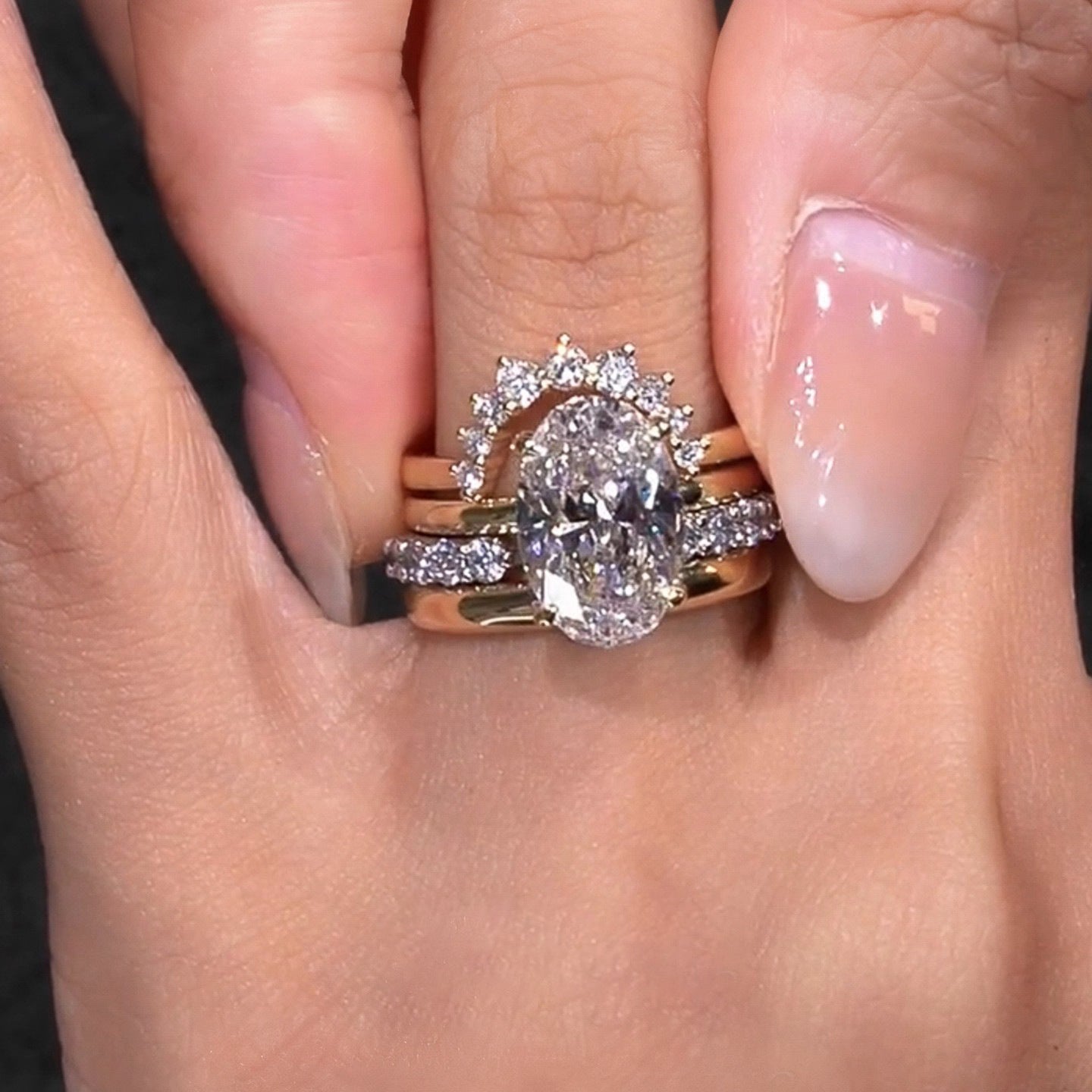 💍💎【4 σε 1】Ανοιχτά Δαχτυλίδια με Στοιβαγμένα Διαμάντια