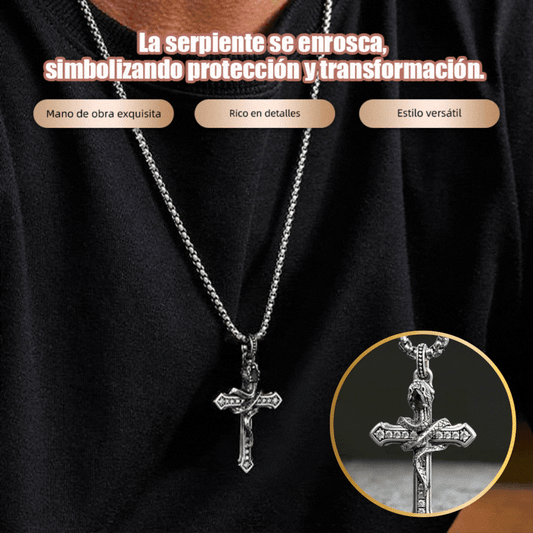 ✝【Αγοράστε 1, πάρτε 1 δωρεάν】Ασημένιο κολιέ με σταυρό φιδιού