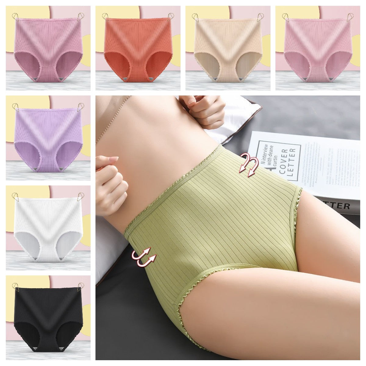 8 τεμάχια για 26 ευρώ【🔥Αγοράστε 4 και κερδίστε 4 δωρεάν】Γυναικεία plus size, αδιάβροχα, αντιβακτηριδιακά, ψηλοκάβαλα, ψηλοκάβαλα, εσώρουχα πλήρους μεγέθους