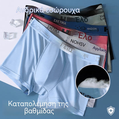🧊【Αγοράστε 3 και πάρτε 3 δωρεάν】Ανδρικά λεπτά, αναπνεύσιμα, μεταξωτά μποξεράκια από πάγο, καλοκαιρινά bestseller