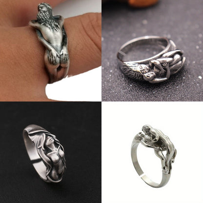 🎁🎁【24€】1 σετ 4 τεμαχίων--Δαχτυλίδι σε σχήμα ανθρώπου από τον Αδάμ και την Εύα