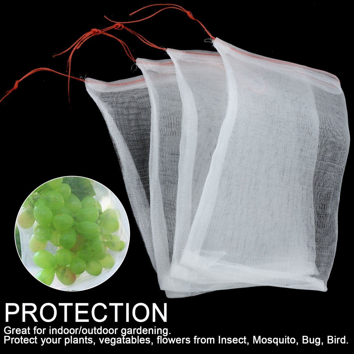 【50 piezas】Red de insectos para moscas de frutas, red de protección de árboles de paisaje para pájaros, bolsas de red de jardín para proteger flores, plantas, frutas, verduras