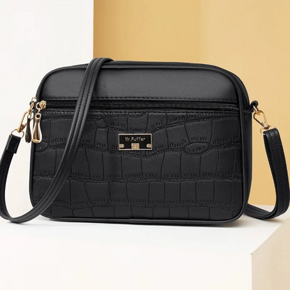 Μοντέρνα τσάντα Crossbody με ανάγλυφο κροκόδειλο για γυναίκες --- μεγάλη χωρητικότητα, απλό στυλ, με ρυθμιζόμενο ιμάντα ώμου