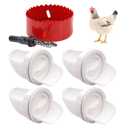 🐓【10 τροφοδότες + ανοιχτήρι τρύπας】Αυτόματος τροφοδότης κοτόπουλου, πάπιας και χήνας