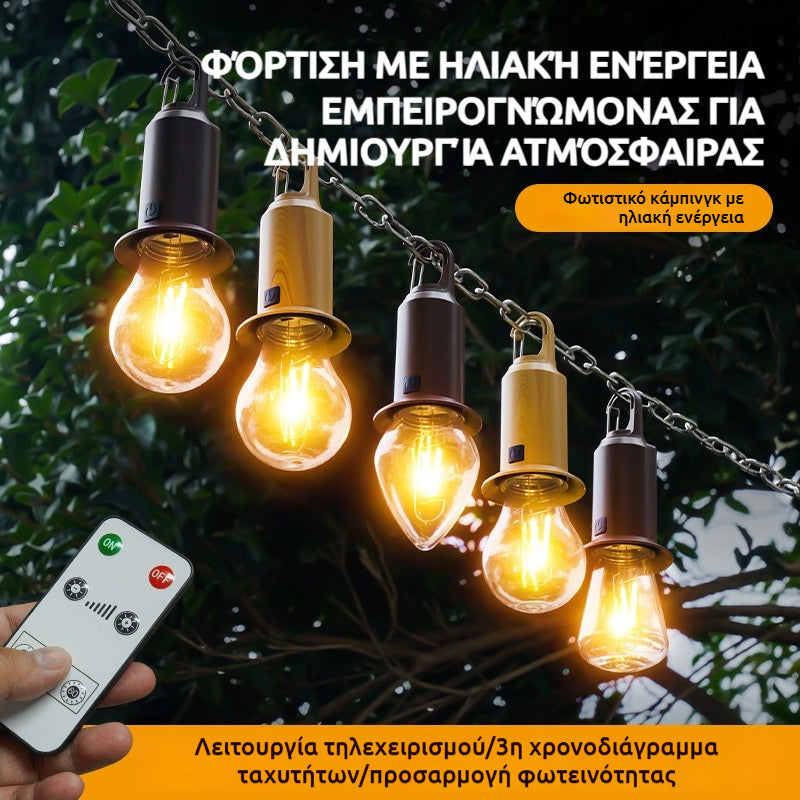 ☀️🔋🏕️🔥Αγοράστε 1 και πάρτε 1 δωρεάν🔥2 τεμάχια για 25 ευρώ——☀️🔥Νέο φορητό, παχύρρευστο, ρετρό φωτιστικό κάμπινγκ με ηλιακή ενέργεια, πολυλειτουργικό φωτιστικό εξωτερικού χώρου LED για κάμπινγκ