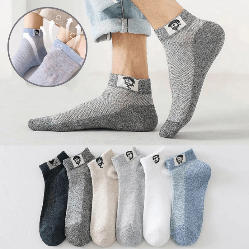 🧦【10 ζευγάρια】（35-42）Ανδρικές καλοκαιρινές αναπνεύσιμες αποσμητικές κάλτσες.