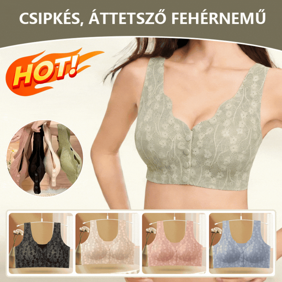 😍👙【3 τεμάχια】【40-100KG】Γυναικείο σουτιέν με δαντέλα χωρίς λάστιχο και κλείσιμο μπροστά