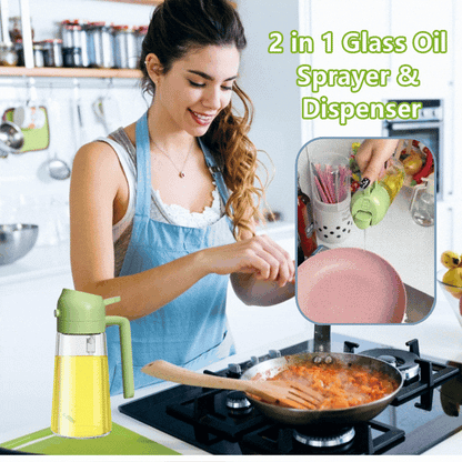 👨‍🍳2 είδη για 26 ευρώ【Αγοράστε 1 και πάρτε 1 δωρεάν】Ψεκαστήρας και διανομέας λαδιού από γυαλί 2 σε 1
