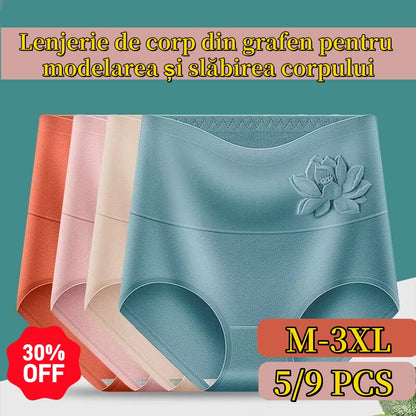 💥【9 τεμάχια 32 ευρώ】Εσώρουχο από γραφένιο, αντιβακτηριδιακό, ψηλόμεσο, για έλεγχο κοιλιάς και ανόρθωση γλουτών, από καθαρό βαμβάκι