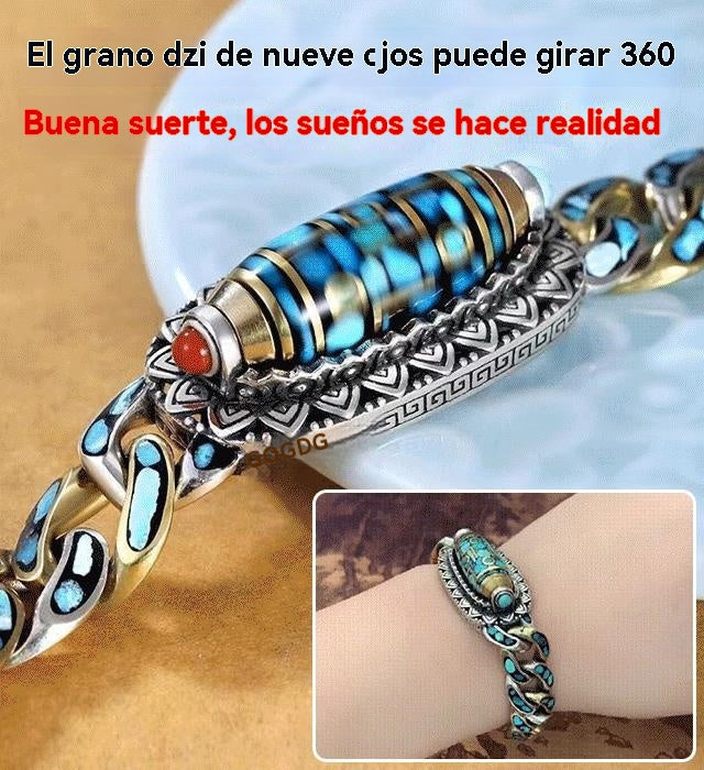 🔥Best Seller ✨ Ρετρό βραχιόλι Mantra από ασήμι 925 με έξι αριθμούς σε τιρκουάζ χρώμα και μεταφερόμενες χάντρες