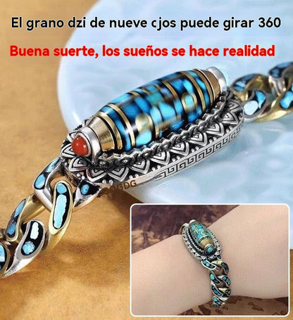 🔥Best Seller ✨ Ρετρό βραχιόλι Mantra από ασήμι 925 με έξι αριθμούς σε τιρκουάζ χρώμα και μεταφερόμενες χάντρες