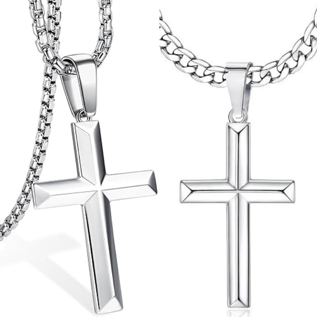 【30%OFF】【Αγοράστε 1 και πάρτε 1 δωρεάν】🌈🌈Ασημένιο κολιέ 925 με μακρύ σταυρό και πανκ, κολιέ χιπ χοπ