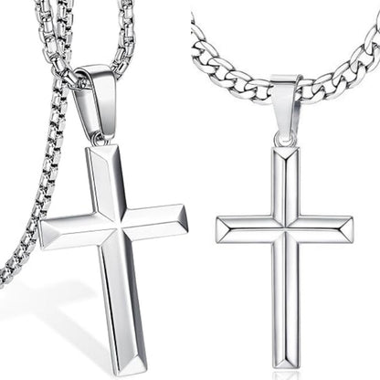 【30%OFF】【Αγοράστε 1 και πάρτε 1 δωρεάν】🌈🌈Ασημένιο κολιέ 925 με μακρύ σταυρό και πανκ, κολιέ χιπ χοπ