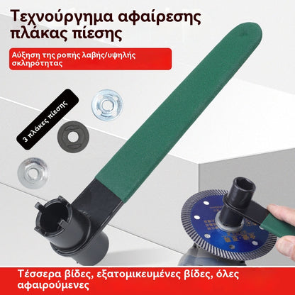 【24€】Κλειδί αποσυναρμολόγησης + 3 πλάκες πίεσης--Πολυλειτουργικό κλειδί αποσυναρμολόγησης γωνιακού τροχού 2 σε 1. Γρήγορο κλειδί εξαγωνικής ενσωματωμένης πλάκας πίεσης τεσσάρων σιαγόνων.