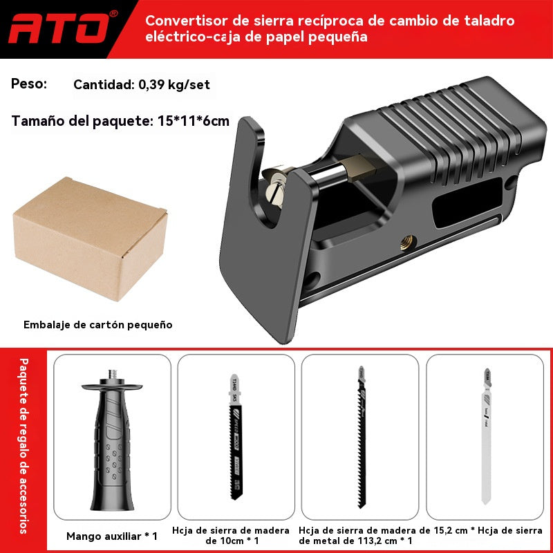 🔥🧰Ηλεκτρικό τρυπάνι που μετατρέπεται σε παλινδρομικό πριόνι, προσαρμογέας κεφαλής σέγας για ξυλουργική.