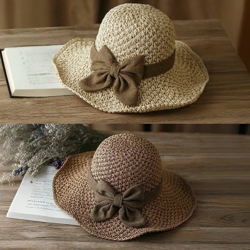 🎀 50% έκπτωση 👒 | Ρετρό ψάθινο καπέλο με παπιγιόν – πτυσσόμενο και αναπνεύσιμο, απαραίτητο για το καλοκαίρι