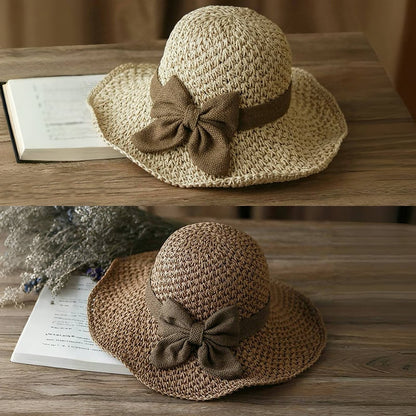 🎀 50% έκπτωση 👒 | Ρετρό ψάθινο καπέλο με παπιγιόν – πτυσσόμενο και αναπνεύσιμο, απαραίτητο για το καλοκαίρι