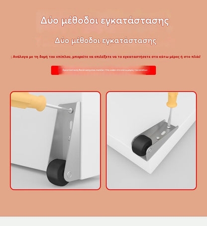 【8 ρόδες + 32 βίδες】——€23🚪 Στήριγμα Συρόμενης Πόρτας με Τροχούς – Αθόρυβη, Ρυθμιζόμενη και Εύκολη στην Εγκατάσταση 🔧