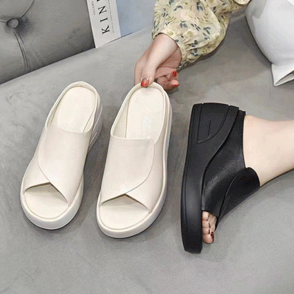 [30%OFF]🔥👡【Μεγέθη 35-42】Η σόλα έχει αυξηθεί κατά 5 εκατοστά.🔥🔥Κατασκευασμένο από γνήσιο δέρμα, με μαλακή και χοντρή σόλα.