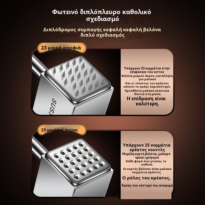 👍👍Σφυρί κουζίνας από ανοξείδωτο ατσάλι 316, μεγάλο, συμπαγές για χτύπημα βοδινού κρέατος, κοπής τενόντων και μαλακώματος κρέατος