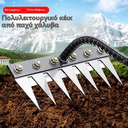 💥 ⛏️🌱Αντικείμενο ξεριζώματος με τσάπα για σκάψιμο στη γεωργία, καλλιέργεια λαχανικών, εργαλείο χαλάρωσης εδάφους, σκληρή ατσάλινη τσουγκράνα, τσουγκράνα καρφιών
