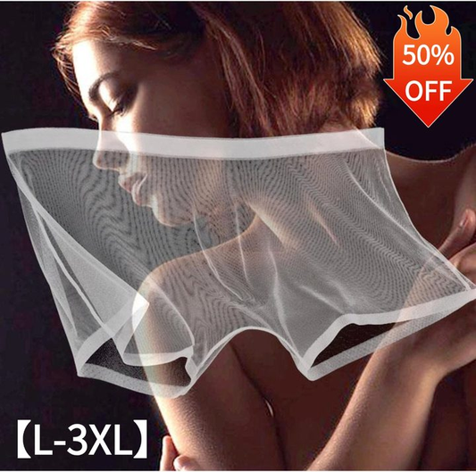 【4 τεμάχια】 Λεπτά μποξεράκια από μετάξι με πλέγμα πάγου, αναπνεύσιμα, σέξι