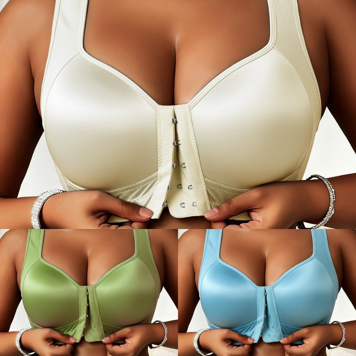 😍👙【Συσκευασία 3 τεμαχίων】【40-100 kg】Γυναικείο σουτιέν χωρίς μπανέλα με μπροστινό κλείσιμο