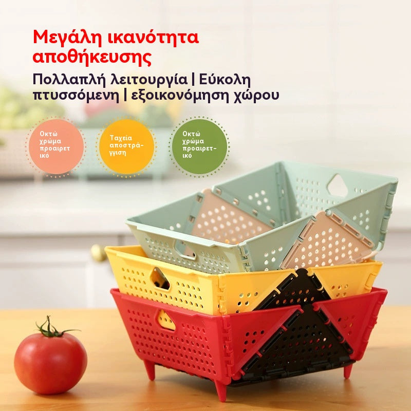 🧺✨ Πτυσσόμενο καλάθι στραγγίσματος μεγάλης χωρητικότητας