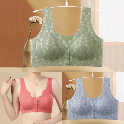🔥【3 τεμαχίων 28 ευρώ】Γυναικείο σουτιέν χωρίς μπανέλα με κλείσιμο μπροστά【40-100kg】
