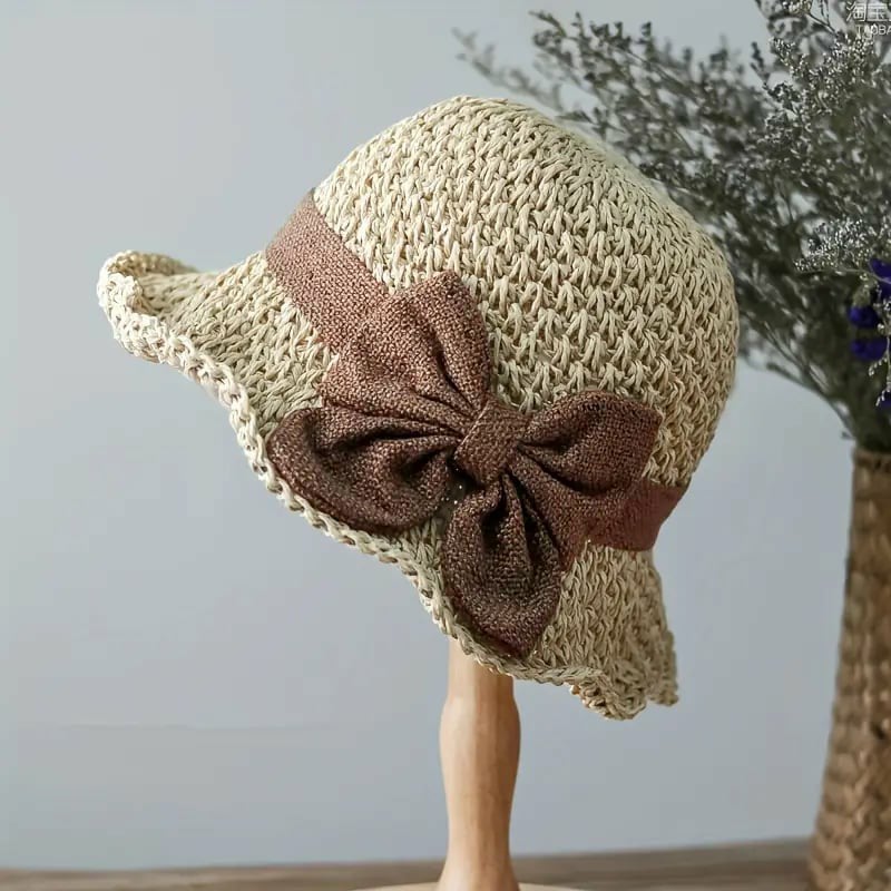 🎀 50% έκπτωση 👒 | Ρετρό ψάθινο καπέλο με παπιγιόν – πτυσσόμενο και αναπνεύσιμο, απαραίτητο για το καλοκαίρι