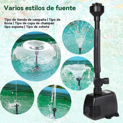 ⛲🌈Αντλία βρύσης με πολύχρωμο φωτισμό LED, αντλία βρύσης 8W EQB-600P (κατάλληλη για βάθη νερού μικρότερα από 30cm)