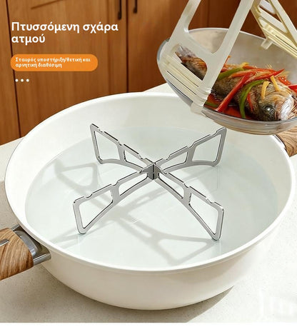 (5 τεμάχια)🍲✨ Πτυσσόμενη βάση ατμού σε σχήμα σταυρού — φορητή, κατάλληλη για χρήση σε εσωτερικούς και εξωτερικούς χώρους