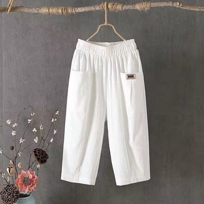 👖【M-4XL】Νέο, φαρδύ, μεγάλο, άνετο και ευέλικτο casual παντελόνι από βαμβάκι και λινό.