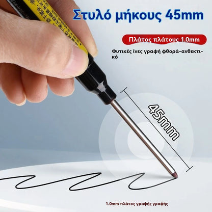 (3 τεμάχια)✏️🔧 Αδιάβροχος Μαύρος Μαρκαδόρος Μακριάς Μύτης για Ξυλουργούς