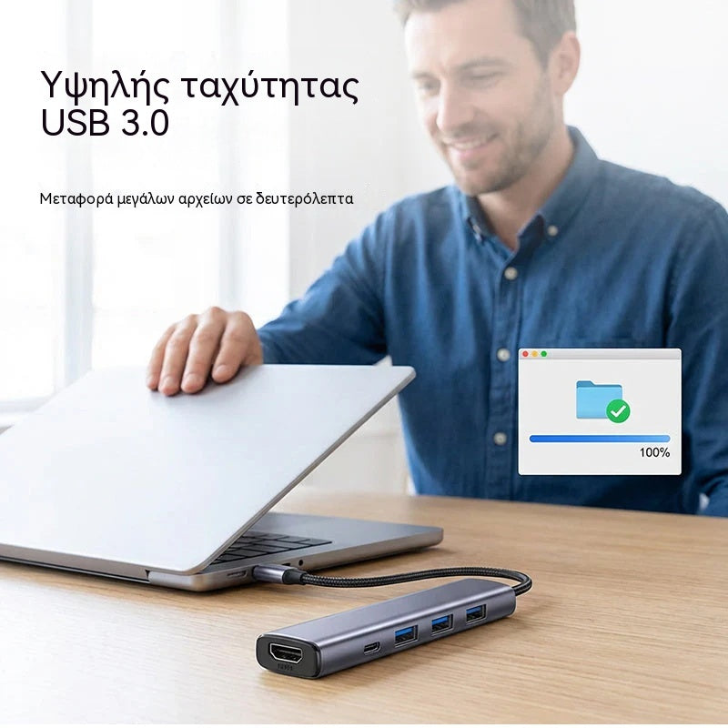 【30%OFF】🔌✨ Φορητός διανομέας USB-C 5 σε 1 με έξοδο HDMI 4K 🎥💻