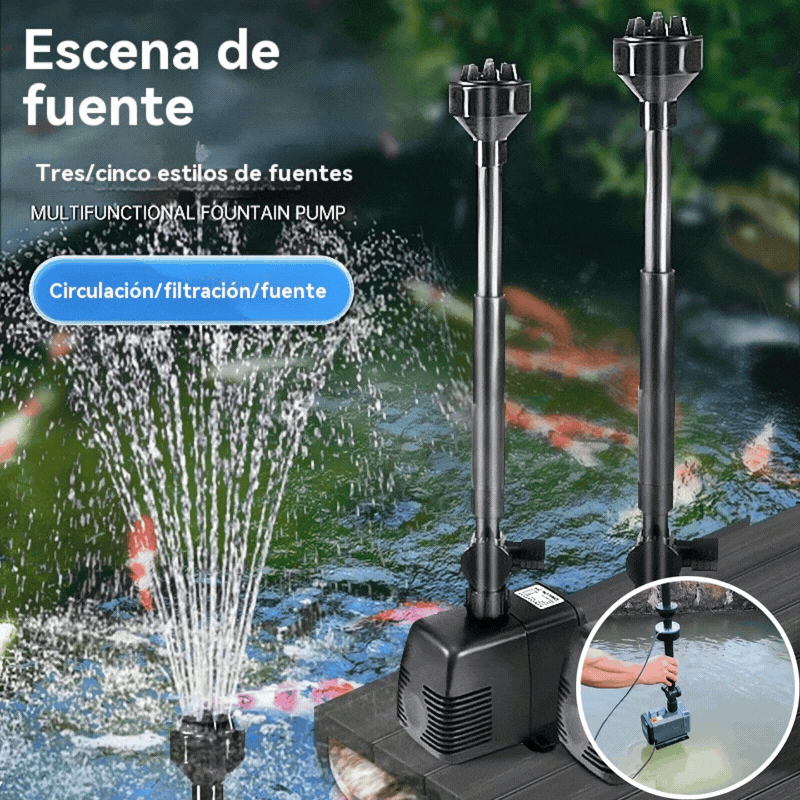 ⛲🌈Αντλία βρύσης με πολύχρωμο φωτισμό LED, αντλία βρύσης 8W EQB-600P (κατάλληλη για βάθη νερού μικρότερα από 30cm)
