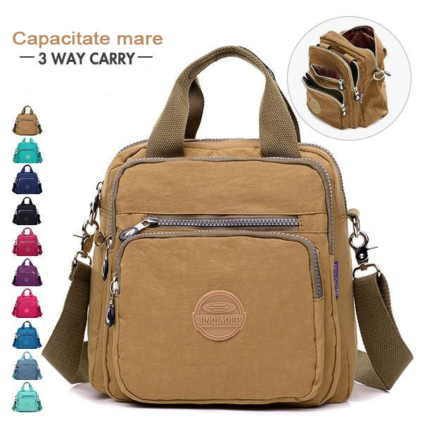 🔥👜【Προσφορά περιορισμένης διάρκειας: 50% έκπτωση!!】🎒2025 νέο γυναικείο σακίδιο από νάιλον με διπλό φερμουάρ, τσάντα ώμου μεγάλης χωρητικότητας