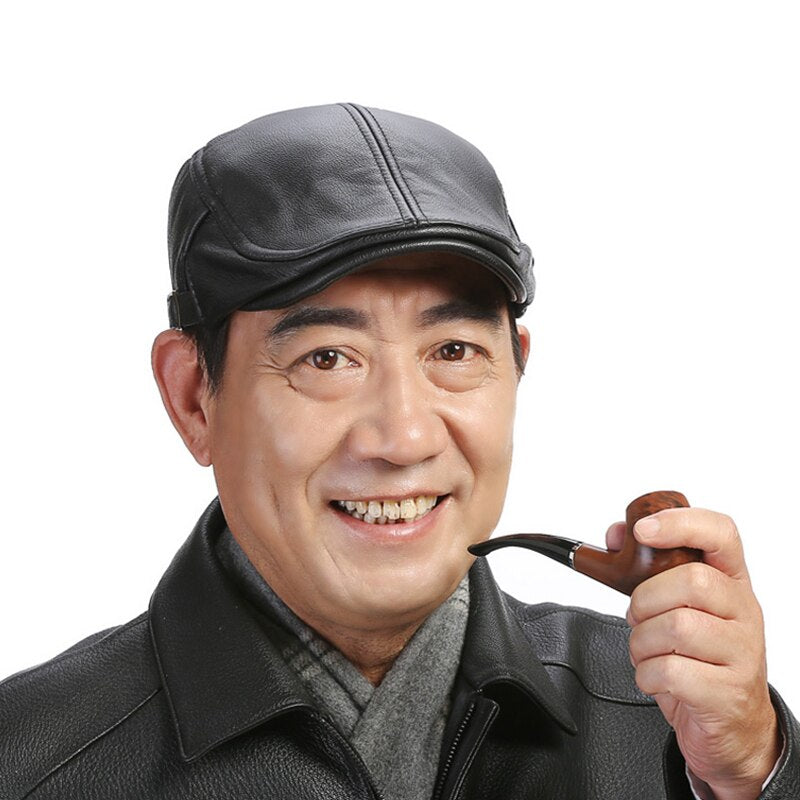 🐏【Ειδική προσφορά】 Καπέλο από δέρμα προβάτου με ρυθμιζόμενο μέγεθος για άνδρες.