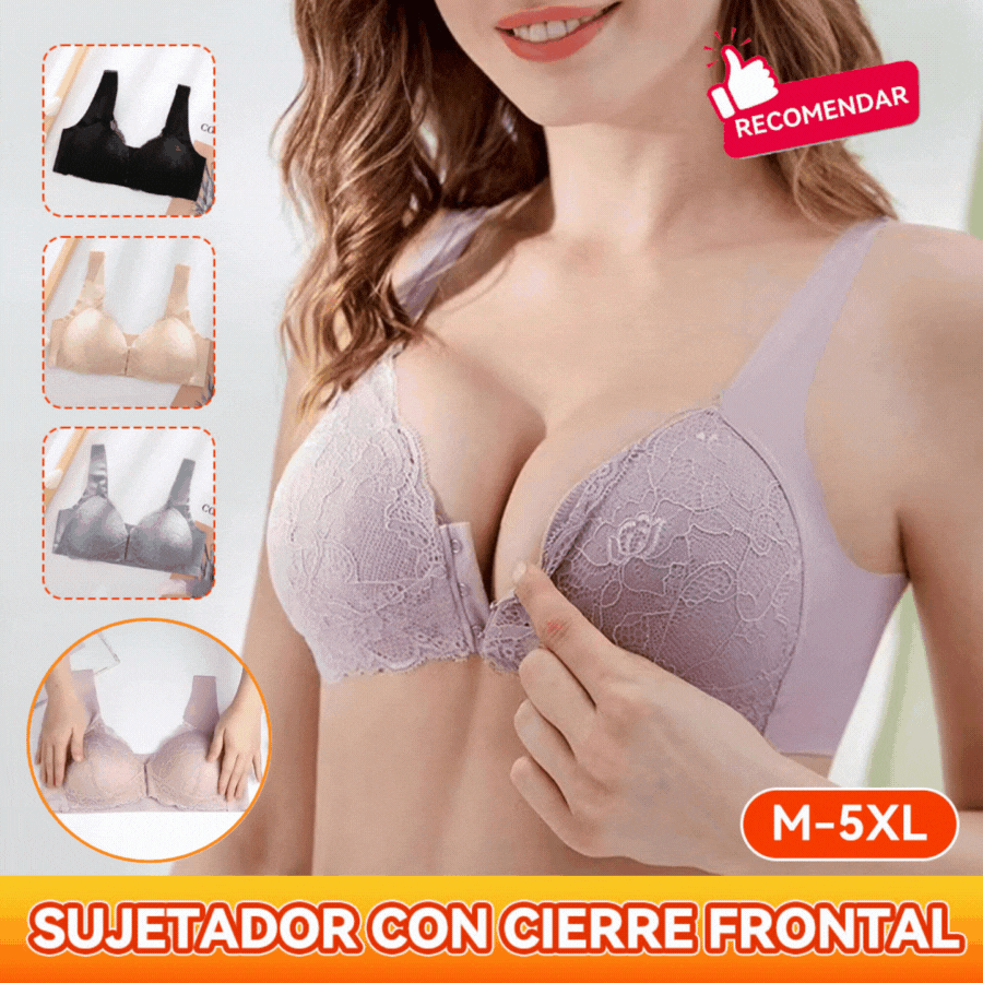 【31€】1 σετ 4 τεμαχίων σε 4 χρώματα【40-11kg】Σουτιέν Plus Size με κλείσιμο μπροστά και δαντέλα χωρίς μπανέλες