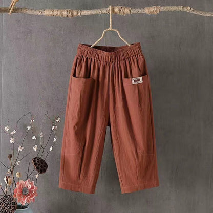 👖【M-4XL】Νέο, φαρδύ, μεγάλο, άνετο και ευέλικτο casual παντελόνι από βαμβάκι και λινό.