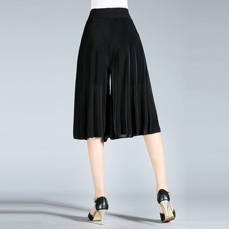 🎁【45-80kg】Νέο καλοκαίρι ελαστική μέση culotte φλοράλ ψηλόμεσο παντελόνι παντελόνι πόδι παντελόνι πλευρές