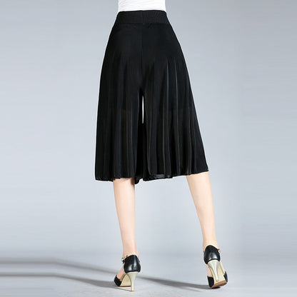 🎁【45-80kg】Νέο καλοκαίρι ελαστική μέση culotte φλοράλ ψηλόμεσο παντελόνι παντελόνι πόδι παντελόνι πλευρές