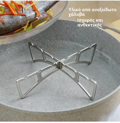 (5 τεμάχια)🍲✨ Πτυσσόμενη βάση ατμού σε σχήμα σταυρού — φορητή, κατάλληλη για χρήση σε εσωτερικούς και εξωτερικούς χώρους