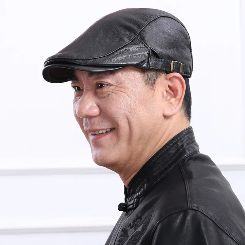 🐏【Ειδική προσφορά】 Καπέλο από δέρμα προβάτου με ρυθμιζόμενο μέγεθος για άνδρες.