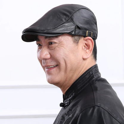 🐏【Ειδική προσφορά】 Καπέλο από δέρμα προβάτου με ρυθμιζόμενο μέγεθος για άνδρες.