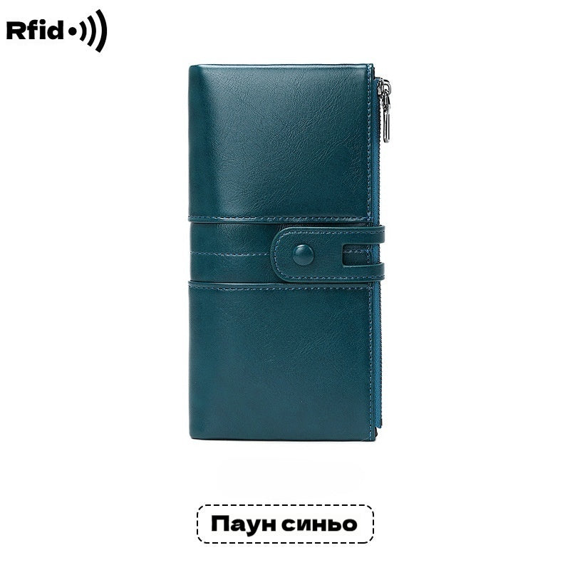 💼Πολυλειτουργικό πορτοφόλι, χειροποίητο από γνήσιο δέρμα, αντικλεπτική βούρτσα, διπλό φερμουάρ