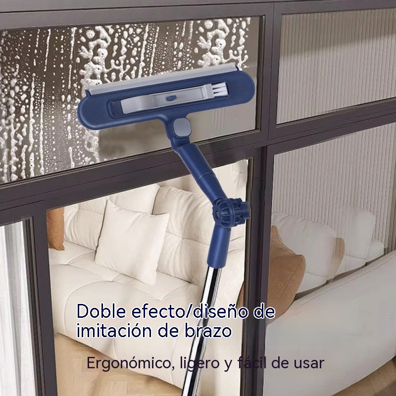 🧼✨ Σκουπάκι διπλής όψης 2 σε 1📏 με εκτεταμένη λαβή, κατάλληλο για τον καθαρισμό παραθύρων μεγάλου ύψους.